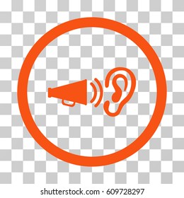 Listen Advertisement icon. Vector illustration style is flat iconic symbol, orange color, transparent background. Designed for web and software interfaces.
