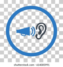 Listen Advertisement icon. Vector illustration style is flat iconic bicolor symbol, smooth blue colors, transparent background. Designed for web and software interfaces.
