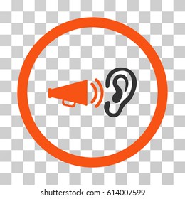 Listen Advertisement icon. Vector illustration style is flat iconic bicolor symbol, orange and gray colors, transparent background. Designed for web and software interfaces.