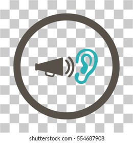Listen Advertisement vector icon. Illustration style is flat iconic bicolor grey and cyan symbol on a transparent background.