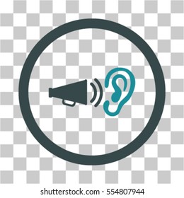 Listen Advertisement vector pictogram. Illustration style is flat iconic bicolor soft blue rounded symbol on a transparent background.