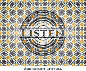 Listen arabesque emblem. arabic decoration.