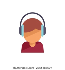 Listen audio lesson icon flat vector. Student class. Home education isolated