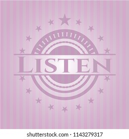 Listen badge with pink background
