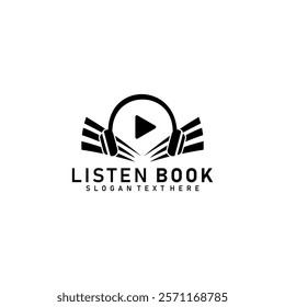 listen book logo design vector art	