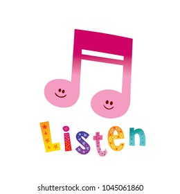 Listen button with decorative lettering