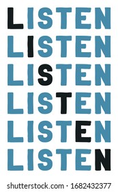 Listen Colorful isolated vector saying