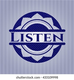 Listen emblem with jean texture