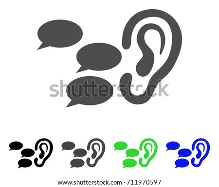 Listen Gossips icon. Vector illustration style is a flat iconic listen gossips symbol with black, gray, green, blue color versions. Designed for web and software interfaces.