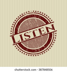 Listen grunge stamp
