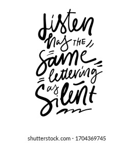 Listen Has Same Lettering Silent Learn Stock Vector (Royalty Free ...