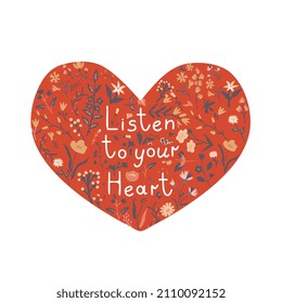 Listen to heart vector motivation illustration