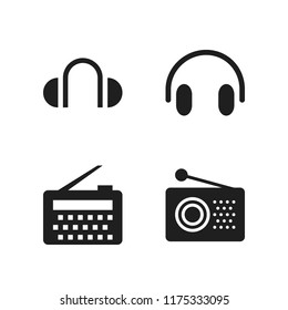 listen icon. 4 listen vector icons set. radio and headphones icons for web and design about listen theme