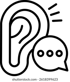 Listen Icon Line Vector Illustration