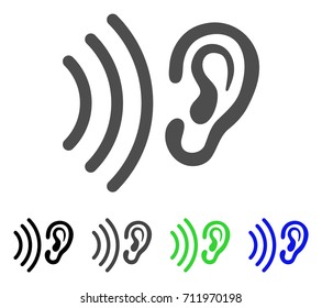 Listen Icon. Vector Illustration Style Is A Flat Iconic Listen Symbol With Black, Gray, Green, Blue Color Variants. Designed For Web And Software Interfaces.