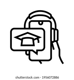 listen lesson phone app line icon vector. listen lesson phone app sign. isolated contour symbol black illustration