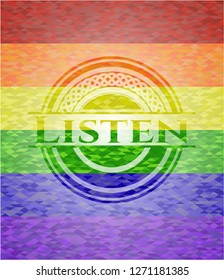 Listen lgbt colors emblem 