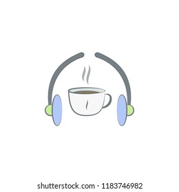 listen to music for coffee colored icon. Element of colored coffee icon for mobile concept and web apps. Color listen to music for coffee icon can be used for web and mobile