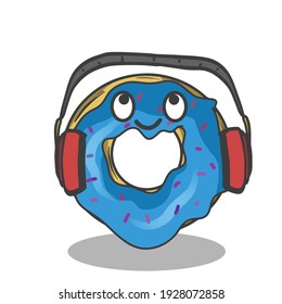 Listen to the music cute donuts character vector template design illustration