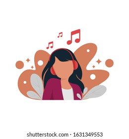 Listen music flat illustration design vector