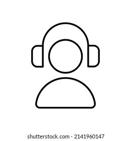 Listen music line vector icon on white background