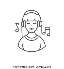 Listen to music - modern black line design style icon