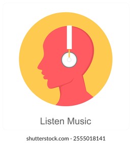 Listen Music and study icon concept