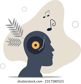 Listen to music while study or working, melody to relax or enjoy life, psychology or chill music help emotional concept.flat vector illustration.