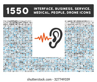 Listen and other web interface, business tools, people poses, medical service vector icons. Style is flat symbols, bicolored, rounded angles, white background.