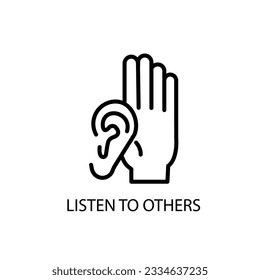 Listen to Others Thin Line Vector Icon Isolated on the White Background.