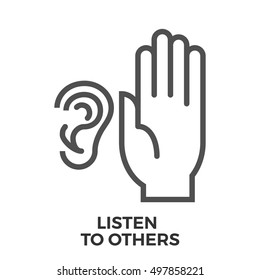 Listen to Others Thin Line Vector Icon Isolated on the White Background.