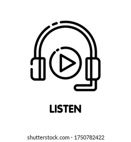 Listen outline icon style design illustration on white background eps.10