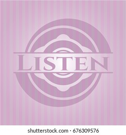 Listen pink emblem. Retro