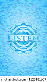 Listen realistic sky blue mosaic emblem