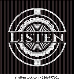 Listen silver shiny badge