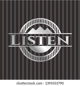 Listen silvery shiny emblem. Vector Illustration. Mosaic.