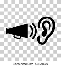 Listen Sound icon. Vector illustration style is flat iconic symbol, black color, transparent background. Designed for web and software interfaces.