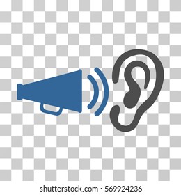 Listen Sound icon. Vector illustration style is flat iconic bicolor symbol, cobalt and gray colors, transparent background. Designed for web and software interfaces.