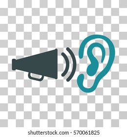 Listen Sound icon. Vector illustration style is flat iconic bicolor symbol, soft blue colors, transparent background. Designed for web and software interfaces.