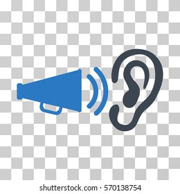 Listen Sound icon. Vector illustration style is flat iconic bicolor symbol, smooth blue colors, transparent background. Designed for web and software interfaces.