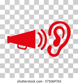 Listen Sound icon. Vector illustration style is flat iconic symbol, red color, transparent background. Designed for web and software interfaces.