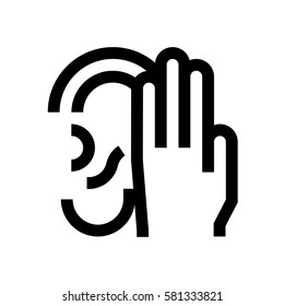 Escucha, habla mini línea, icono, fondo y gráfico. El icono es blanco y negro, plano lineal, vector, perfecto píxel, mínimo, adecuado para la web y la impresión. 