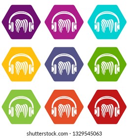 Listen tooth icons 9 set coloful isolated on white for web