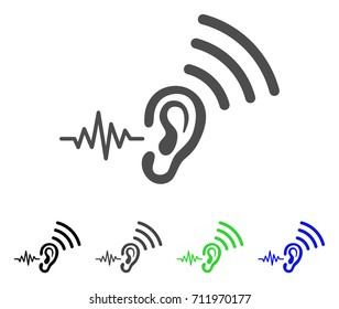 Listen And Transmit icon. Vector illustration style is a flat iconic listen and transmit symbol with black, grey, green, blue color versions. Designed for web and software interfaces.