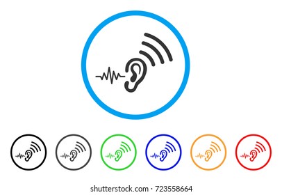 Listen And Transmit rounded icon. Style is a flat listen and transmit gray symbol inside light blue circle with black, gray, green, blue, red, orange versions.