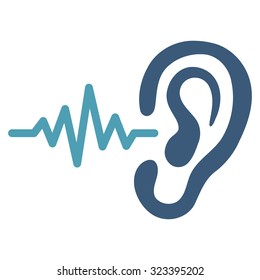 Listen Vector Icon. Style Is Bicolor Flat Symbol, Cyan And Blue Colors, Rounded Angles, White Background.