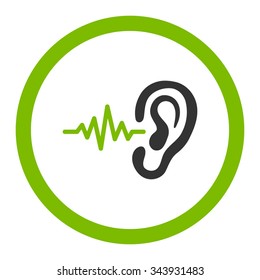 Listen vector icon. Style is bicolor flat rounded symbol, eco green and gray colors, rounded angles, white background.