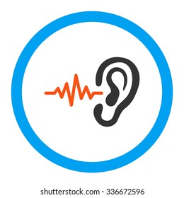 Listen vector icon. Style is flat rounded symbol, bright colors, rounded angles, white background.