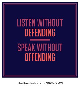  Listen Without Defending (Motivational Quote Vector Art)