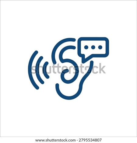 Listening Assistance Icon, Ear Hearing Aid Sound Notification Vector